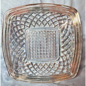 Diamond Lattice Federal Glass 9" Plate MCM 60s